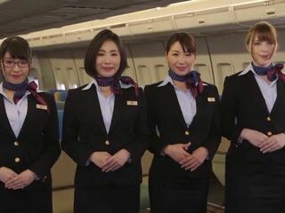 Japanese Mile High Club: Rough Anal Sex with Gorgeous Air Hostess and Fellow Passengers