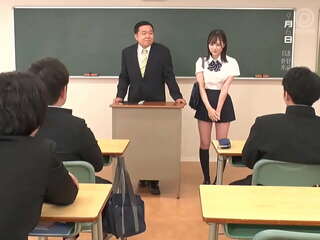 Japanese Schoolgirl Gets Double-Penetrated on Table by Two men